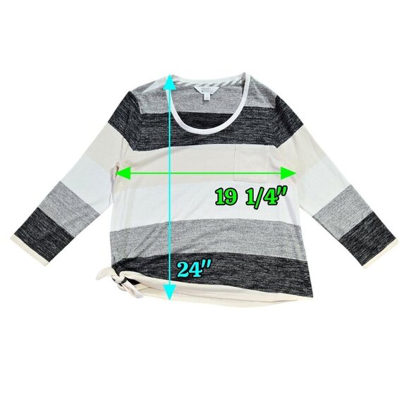 Market & Spruce Vreelan Colorblock Multicolor Side Knot Brushed Knit Top Soft - Picture 4 of 10